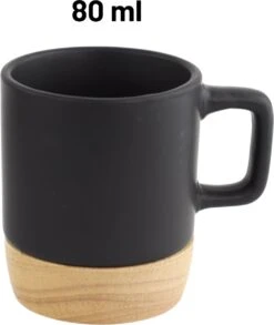 Orange85 Espresso Kopjes - Zwart - Set Van 4 - Met Bamboe Onderzetter - Met Oor - Koffiekopjes -Bestek Winkel 1010x1200