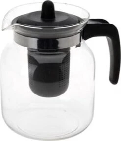 Merkloos Glazen Transparante Theepot 1.5 L Met Zwart Filter - Thee Drinken - Thee Serveren - Theepotten Met Filters -Bestek Winkel 1029x1200 5