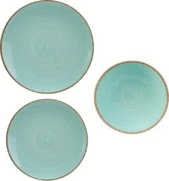 Cosy & Trendy Granite Blue - Serviesset 6 Persoons - 18 Delig - Met Table Style Zomers Droogbloemen Boeket