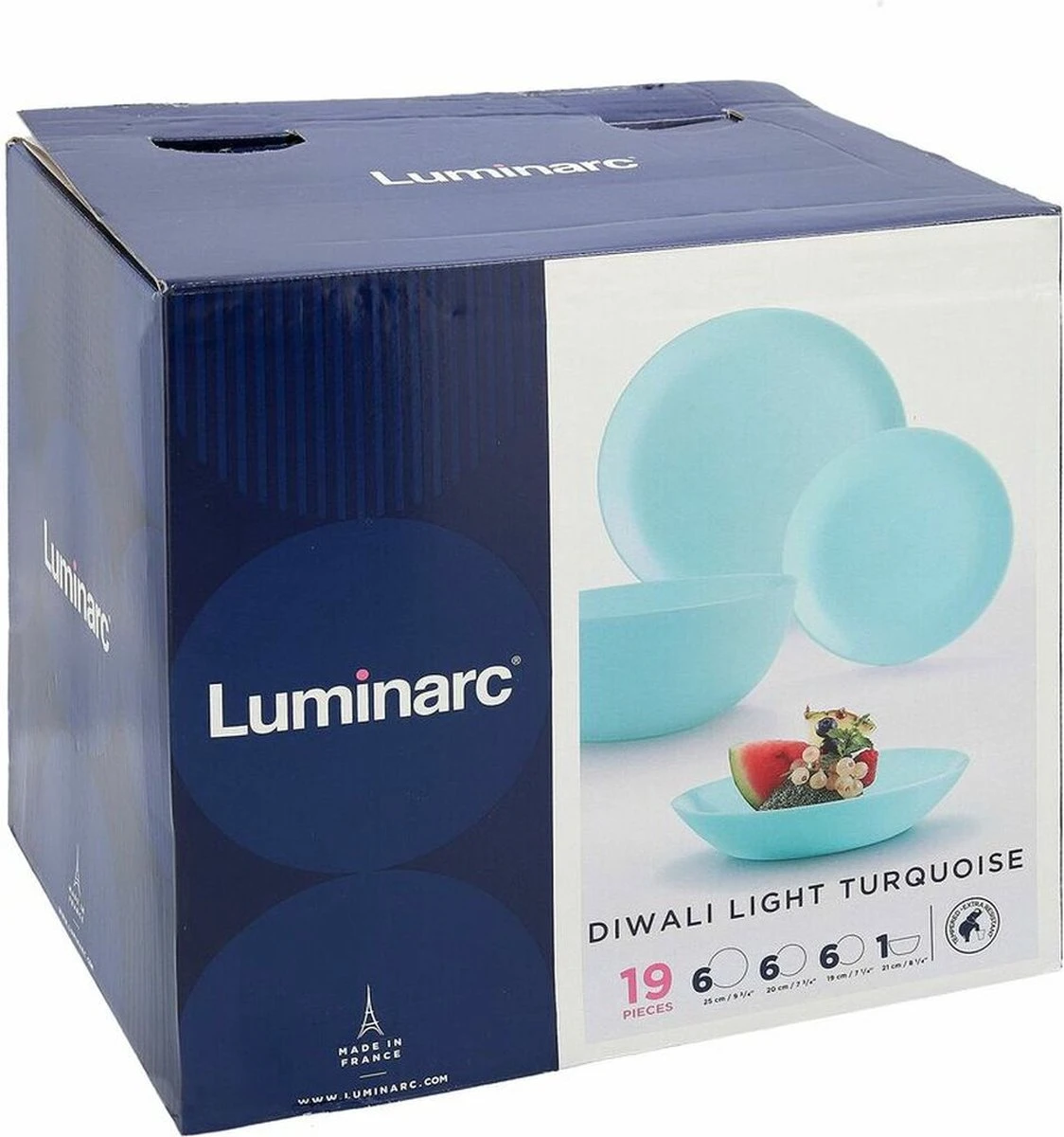 Luminarc Diwali Serviesset - 19-delig - 6 Persoons - Turquoise 5 Luminarc Diwali Serviesset - 19-delig - 6 Persoons - Turquoise - Afbeelding 5