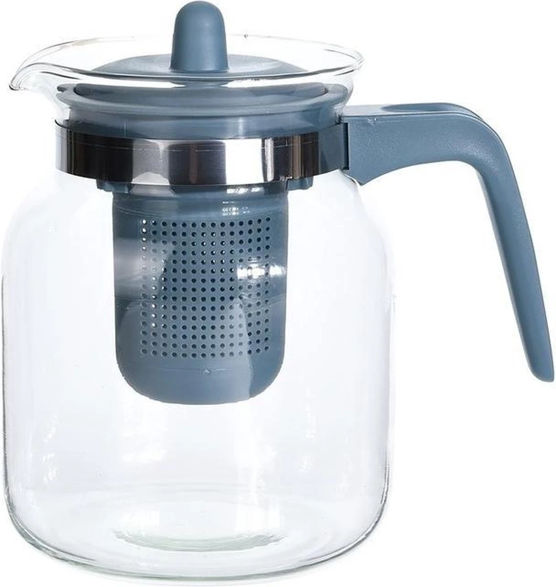 Merkloos Glazen Theepot Met Blauw Filter - 1.5 L 1 Merkloos Glazen Theepot Met Blauw Filter - 1.5 L