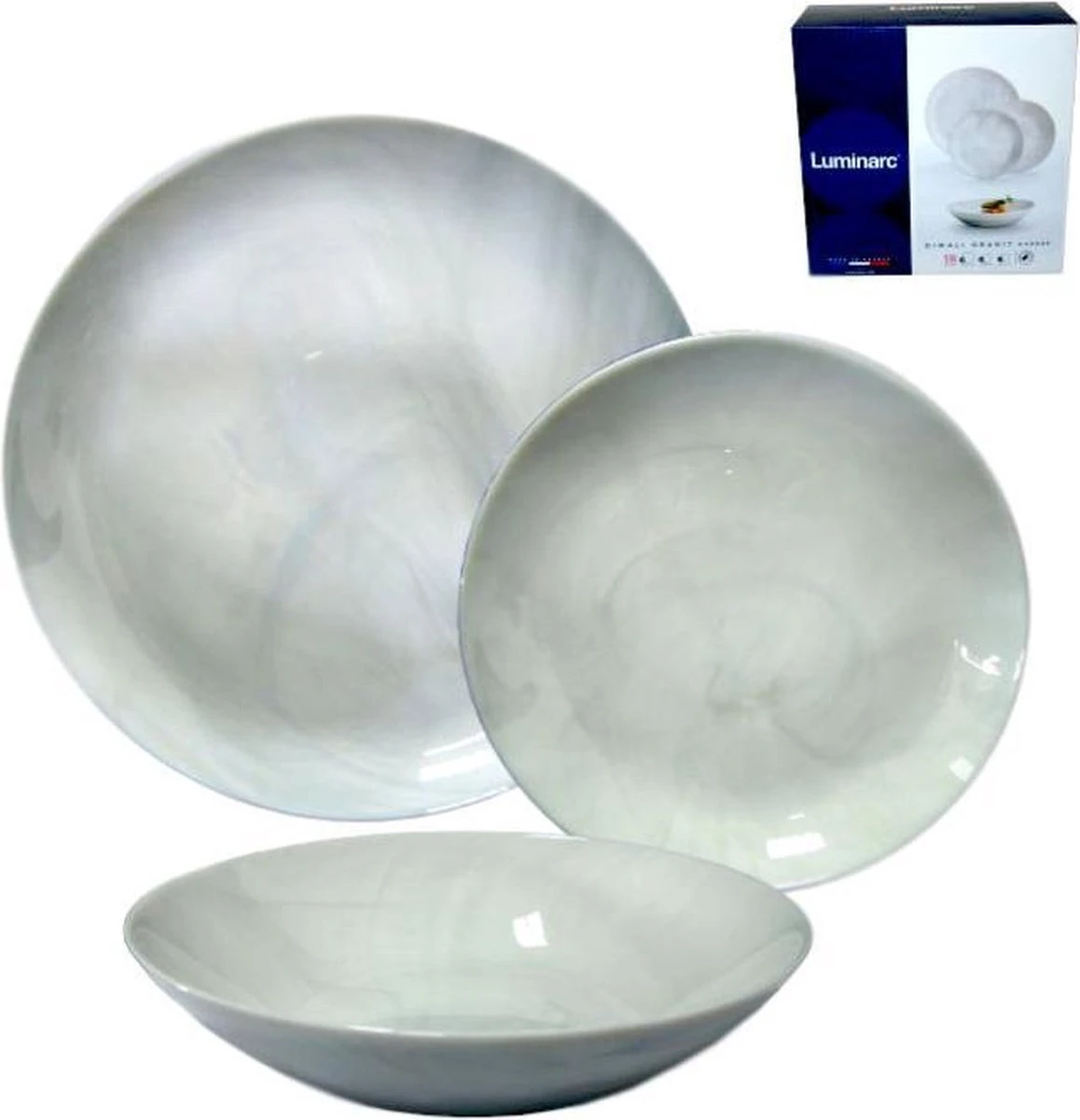 Luminarc Diwali Marble Serviesset - 18 Delig - Graniet Marmer Look - Cadeau Voor Man - Cadeau Voor Vrouw - Kerstcadeau 1 Luminarc Diwali Marble Serviesset - 18 Delig - Graniet Marmer Look - Cadeau Voor Man - Cadeau Voor Vrouw - Kerstcadeau