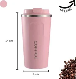 Thermosbeker - Koffiebeker To Go - Travel Mug - Dubbelwandig, RVS & Lekvrij - Thermosbeker Koffie - 380 ML – Roze -Bestek Winkel 1169x1200 1