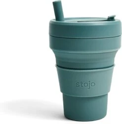 Stojo - Biggie Cup - 470 Ml - Herbruikbaar - Opvouwbaar - Groen -Bestek Winkel 1174x1200