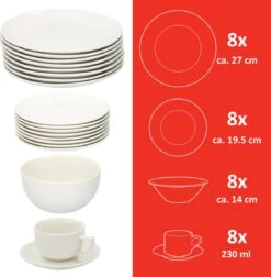 Alpina Tafelservies - Serviesset 40-delig - 8 Persoons - Vaatwasserbestendig - Geschikt Voor Magnetron - Wit -Bestek Winkel 1175x1200 1