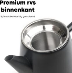 Vatten® - Premium RVS Theepot - Incl. RVS Theefilter - 1L - Zwart - Dubbelwandig -Bestek Winkel 1175x1200 3