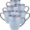 Koffiekopjes - Cappuccino Kop - Theemok - Koffiebeker - Blauw - 320ml - Set Van 6