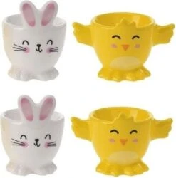 Merkloos 4x Witte Paashaas En Gele Kuiken Eierdopjes 7 Cm - Paasdecoratie/Paasontbijt -Bestek Winkel 1186x1200 3