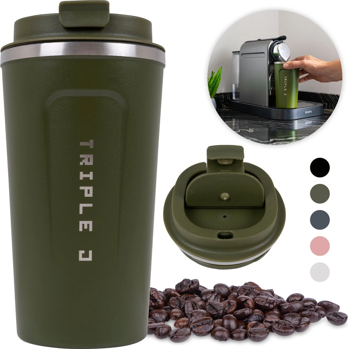 Triple J® Koffiebeker To Go - Thermosbeker - BPA & Lekvrij - 510ml - Groen 1 Triple J® Koffiebeker To Go - Thermosbeker - BPA & Lekvrij - 510ml - Groen