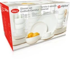 Alpina Tafelservies - Serviesset 40-delig - 8 Persoons - Vaatwasserbestendig - Geschikt Voor Magnetron - Wit -Bestek Winkel 1200x1005 1