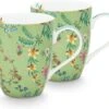 Pip Studio Jolie Groen - Set 2 Mokken - Flowers Large 350ml