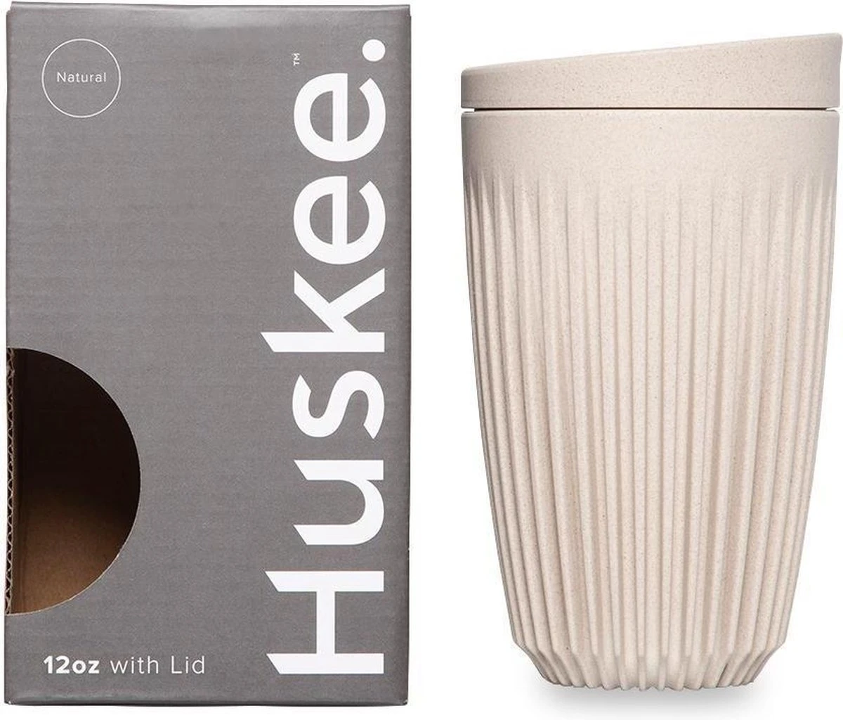 HuskeeCup & Deksel - Koffiebeker - Large - 12oz/36cl - Natural 4 HuskeeCup & Deksel - Koffiebeker - Large - 12oz/36cl - Natural - Afbeelding 4