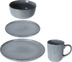 4goodz Deluxe Aardewerk Servies 4 Personen / 16 Delig - Grijs -Bestek Winkel 1200x1027 1