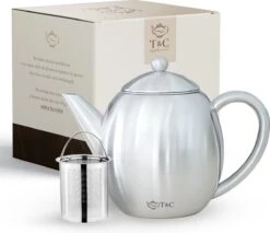 T&C Theepot Met Filter En Dubbelwandig - 1,2L - Matte Grijs