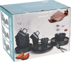 Homecookingchef Serviesset - Mat Zwart - 16-delig - Sterk Aardewerk -Bestek Winkel 1200x1055