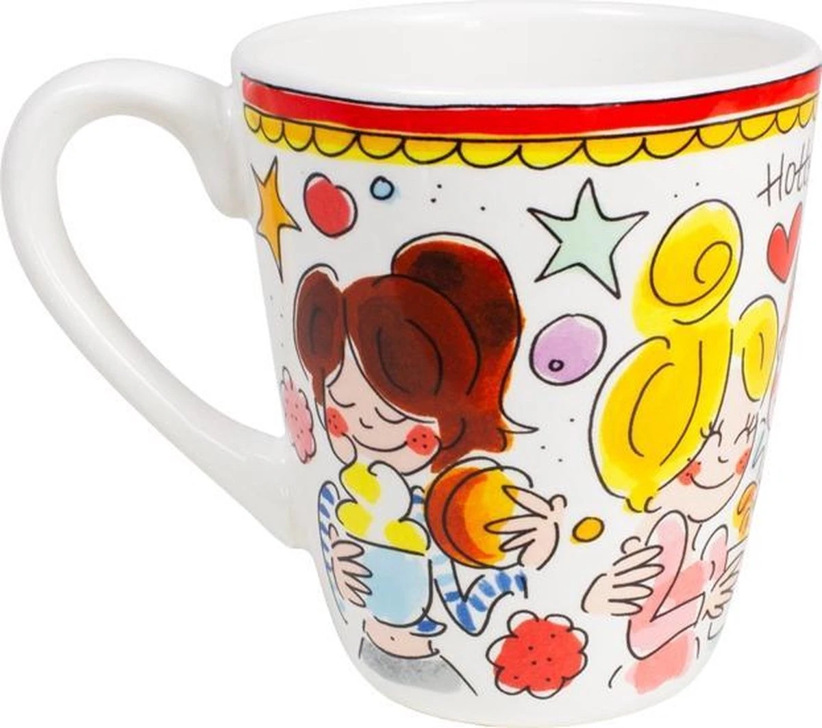 Blond Amsterdam Even Bijkletsen Mok 350 Ml - Rode Rand 3 Blond Amsterdam Even Bijkletsen Mok 350 Ml - Rode Rand - Afbeelding 3