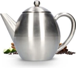 Vaja Valerie - Theepot Met Filter - Dubbelwandig - RVS - 1.2L -Bestek Winkel 1200x1068