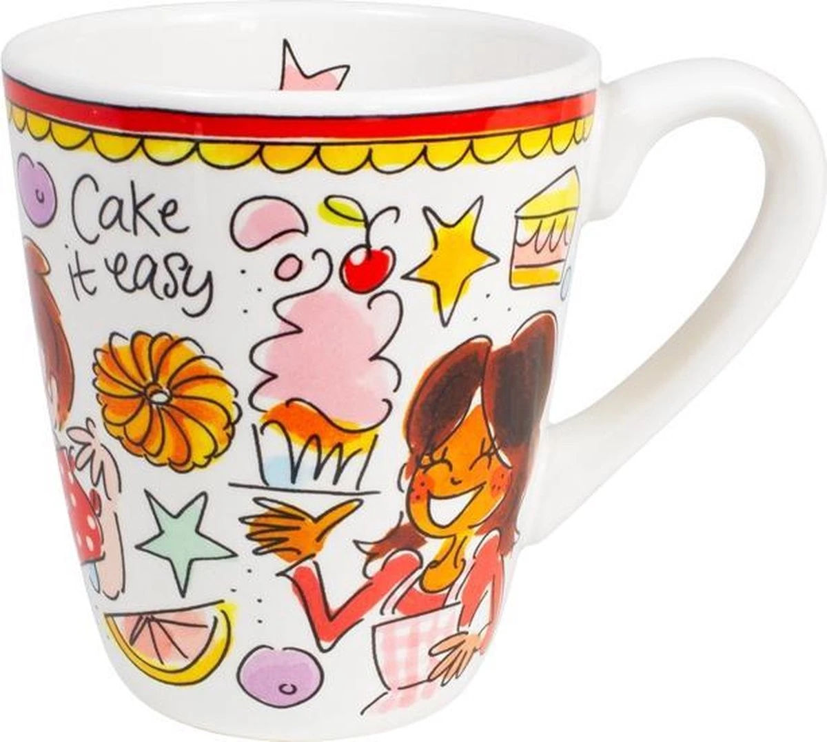 Blond Amsterdam Even Bijkletsen Mok 350 Ml - Rode Rand 1 Blond Amsterdam Even Bijkletsen Mok 350 Ml - Rode Rand