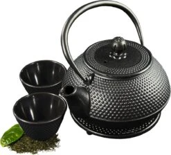 SakuraTea - Theepot Set - 4-delig - Gietijzer - Zwart - 0.8L - 2 Kopjes (100ml) -Bestek Winkel 1200x1086 3