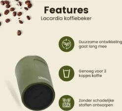 LaCardia Koffiebeker To Go Premium Groen – Thermosbeker – Theebeker – 380ML – Herbruikbaar -Bestek Winkel 1200x1090