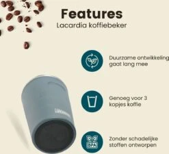 LaCardia Koffiebeker To Go Premium Blauw – Thermosbeker – Theebeker – 380ML – Herbruikbaar -Bestek Winkel 1200x1095
