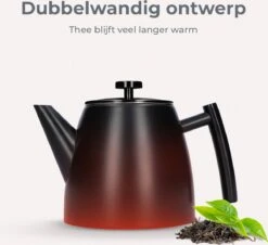 Vaja® Camille Theepot Zwart Met Filter - 1 Liter - RVS - Dubbelwanding -Bestek Winkel 1200x1099 3