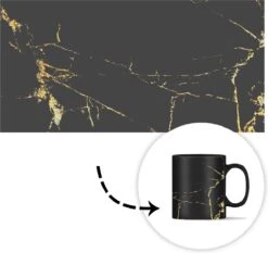 Magische Mok - Foto Op Warmte Mokken - Koffiemok - Marmer - Zwart - Goud - Luxe - Magic Mok - Beker - 350 ML - Theemok -Bestek Winkel 1200x1134 1