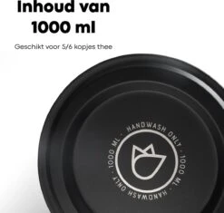 Vatten® - Premium RVS Theepot - Incl. RVS Theefilter - 1L - Zwart - Dubbelwandig -Bestek Winkel 1200x1143 7