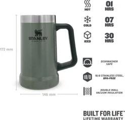 Stanley The Big Grip Beer Stein 0,7L - Beker - Hammertone Green -Bestek Winkel 1200x1154 1