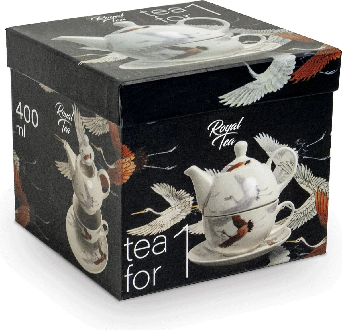 Merkloos Tea For One Theepot, Koffiepot 400 Ml Met Kop En Schotel Kraanvogel In Mooie Cadeau Verpakking. Cadeau Voor Vriendin. 2 Merkloos Tea For One Theepot, Koffiepot 400 Ml Met Kop En Schotel Kraanvogel In Mooie Cadeau Verpakking. Cadeau Voor Vriendin. - Afbeelding 2
