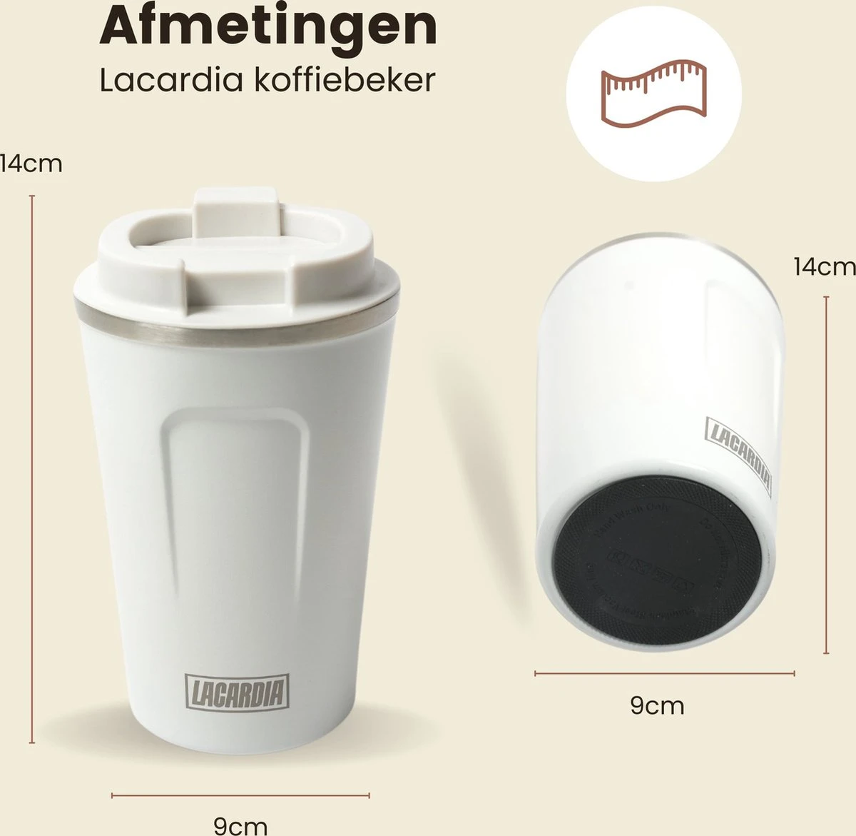 LaCardia Koffiebeker To Go Premium Wit – Thermosbeker – Theebeker – 380ML – Herbruikbaar 6 LaCardia Koffiebeker To Go Premium Wit – Thermosbeker – Theebeker – 380ML – Herbruikbaar - Afbeelding 6