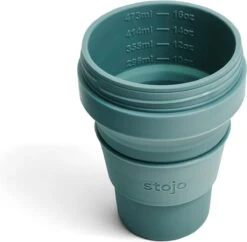 Stojo - Biggie Cup - 470 Ml - Herbruikbaar - Opvouwbaar - Groen -Bestek Winkel 1200x1175