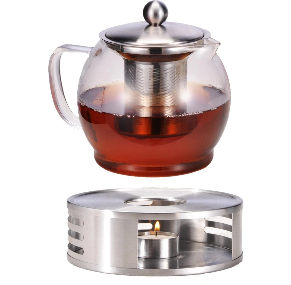 HI Glazen Theepot/theekan Met Filter En Warmhoudplaat 1,2 Liter - Theepot Met Filter - Theepot Met Warmhouder 1 HI Glazen Theepot/theekan Met Filter En Warmhoudplaat 1,2 Liter - Theepot Met Filter - Theepot Met Warmhouder