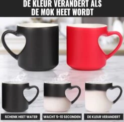 Malinsi Hart Mok - Hitte Kleur Veranderende Glazen - Zwart 330ml - Liefde Mokken - Koffie En Thee Beker - Theeglazen - Koffiebeker - Koffiemok - Hartjes Koffiekopjes - Cadeau Voor Man & Vrouw -Bestek Winkel 1200x1186 1