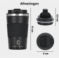 Castagnola Design RVS Koffiebeker To Go - Zwart - 380ml - Thermosbeker - Theebeker -Bestek Winkel 1200x1191