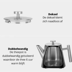 Castagnola Theepot Met Filter – Theekan – Theepot Dubbelwandig – Theepot Roestvrijstaal – Hoogwaardig RVS – 1 Liter – 5 Kopjes Thee – Zilver -Bestek Winkel 1200x1195 12