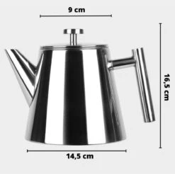 Castagnola Theepot Met Filter – Theekan – Theepot Dubbelwandig – Theepot Roestvrijstaal – Hoogwaardig RVS – 1 Liter – 5 Kopjes Thee – Zilver Glans -Bestek Winkel 1200x1195 16