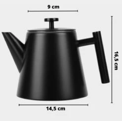 Castagnola Theepot Met Filter – Theekan – Theepot Dubbelwandig – Theepot Roestvrijstaal – Hoogwaardig RVS – 1 Liter – 5 Kopjes Thee – Zwart -Bestek Winkel 1200x1195 21