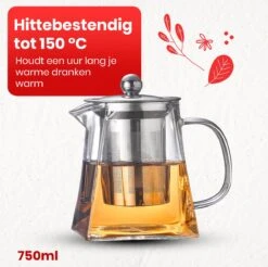 Procidi® Glazen Theepot Met Filter - Theekan Met Infuser - Dubbelwandig Borosilicaat Glas - Thee Thermoskan - Koffiekan 750 ML - Teapot -Bestek Winkel 1200x1197 18