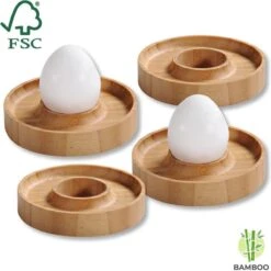 Merkloos FSC® Bamboe Houten - Eierdopjes Set Van 4 Stuks - Met Praktische Rand Voor Neerleggen Van De Eierschaal - Eierdoppen Set 4-Delig -Bestek Winkel 1200x1198 16