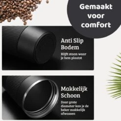 Mmoods Thermosbeker Voor Koffie En Thee 380ml - Koffiebeker To Go - Reisbeker Voor Auto - Herbruikbare Drinkfes Voor Warme En Koude Dranken - Ecologische Thermoskan Zwart Geschenk -Bestek Winkel 1200x1200 107