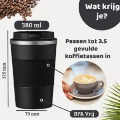 Mmoods Thermosbeker Voor Koffie En Thee 380ml - Koffiebeker To Go - Reisbeker Voor Auto - Herbruikbare Drinkfes Voor Warme En Koude Dranken - Ecologische Thermoskan Zwart Geschenk -Bestek Winkel 1200x1200 110
