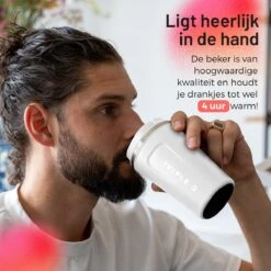 Triple J® Koffiebeker To Go - Thermosbeker - BPA & Lekvrij - 380ml - Wit -Bestek Winkel 1200x1200 116