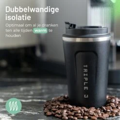Triple J® Koffiebeker To Go - Thermosbeker - BPA & Lekvrij - 380ml - Zwart -Bestek Winkel 1200x1200 122