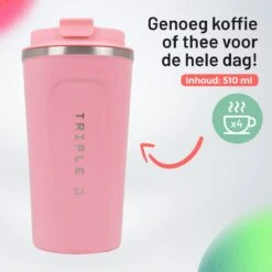 Triple J® Koffiebeker To Go - Thermosbeker - BPA & Lekvrij - 510ml - Roze -Bestek Winkel 1200x1200 143