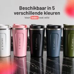 Triple J® Koffiebeker To Go - Thermosbeker - BPA & Lekvrij - 510ml - Roze -Bestek Winkel 1200x1200 148