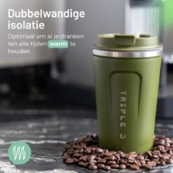Triple J® Koffiebeker To Go - Thermosbeker - BPA & Lekvrij - 380ml - Groen -Bestek Winkel 1200x1200 15