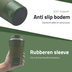 GOAT Outdoor RVS Koffiebeker To Go - Thermosbeker - Theebeker - Reisbeker - Lekvrij - 380ml - Groen -Bestek Winkel 1200x1200 169