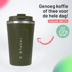 Triple J® Koffiebeker To Go - Thermosbeker - BPA & Lekvrij - 380ml - Groen -Bestek Winkel 1200x1200 17