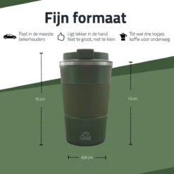 GOAT Outdoor RVS Koffiebeker To Go - Thermosbeker - Theebeker - Reisbeker - Lekvrij - 380ml - Groen -Bestek Winkel 1200x1200 170